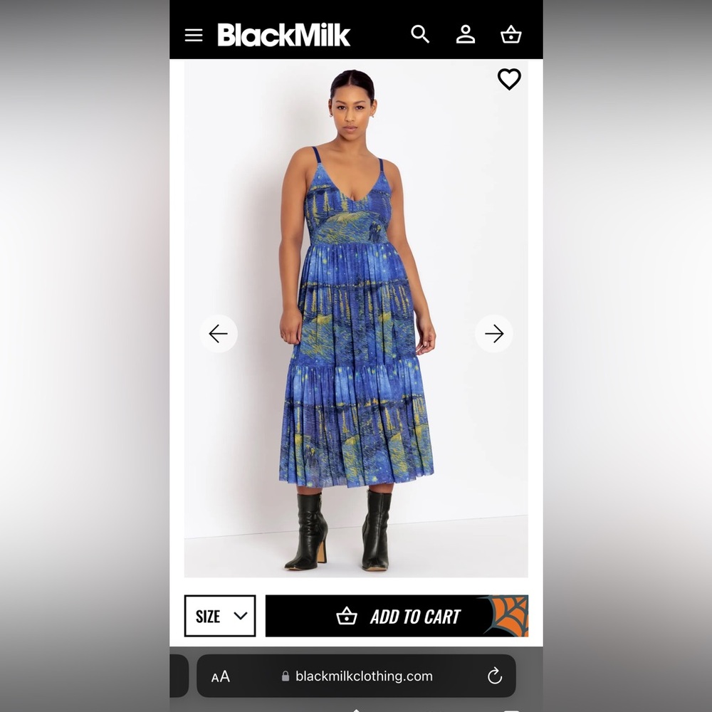 STARRY NIGHT OVER THE RHONE SHEER MIDAXI DRESS Van Gogh bm black milk clothing